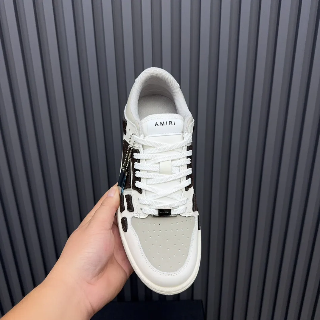 Men's men's shoes 💰600 AMIRI high street sneakers with bone sports shoes, toe layer cowhide upper, upper side bones, hand-stitched, good three-dimensional effect, customized metal LOGO, size 38-45 46